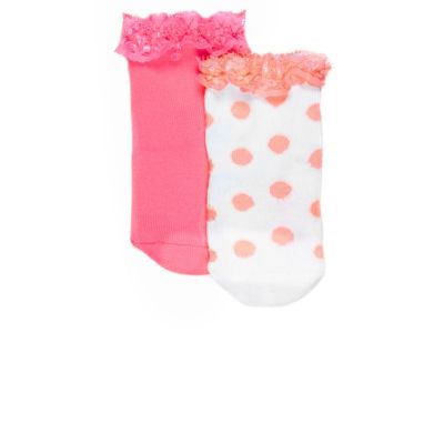 Mini girls fluro coral socks pack